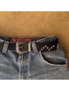 American Western vintage style western cowboy cowgirl boho star studded black
